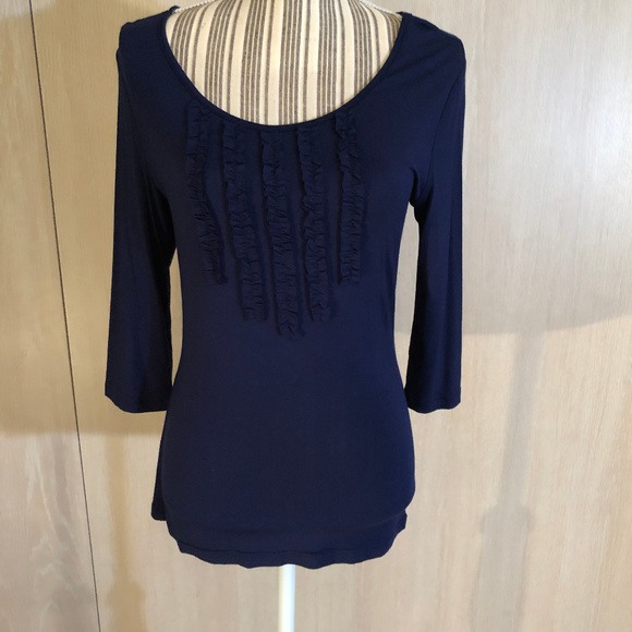 Mod Cloth Ruffled Top Blue Medium - Picture 2 of 3